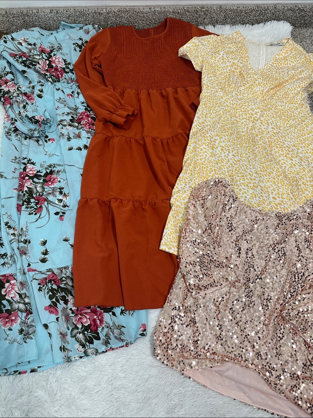 🐛 Bundle of 3 Amazon Dresses & Sequin Blouse